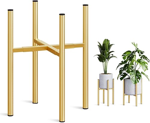Soporte de Metal Ajustable para Plantas de Interior, Soporte Moderno de Mediados de Siglo para Macetas de Exterior de 8 a 14 Pulgadas, Resistente