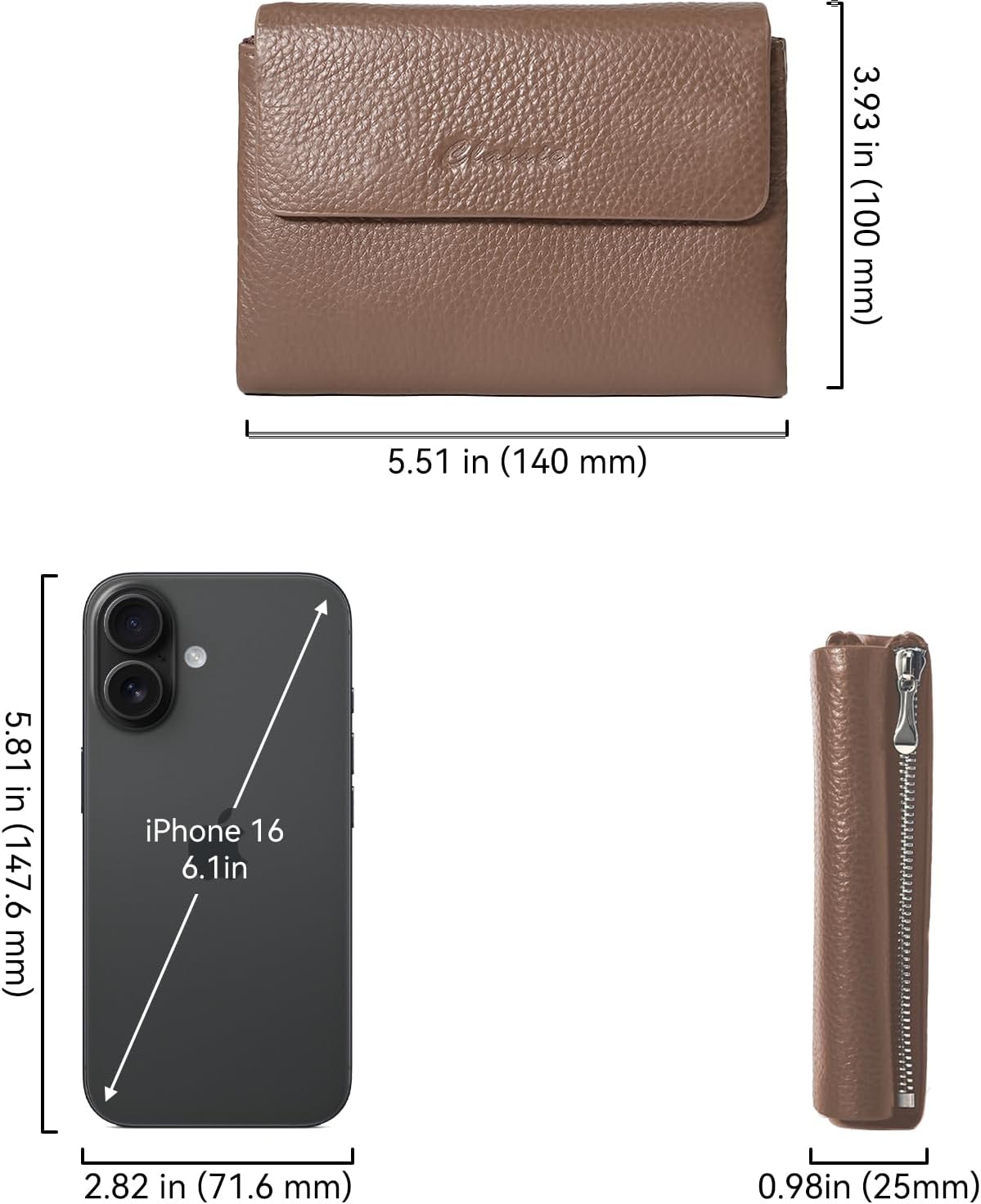 Bifold Wallet for Women Genuine Leather, [Large Capacity] [Magnetic Closure] Female Ladies Wallet Card Holder with ID Window, Zipper Coin Pockets (Khaki) - Image 2