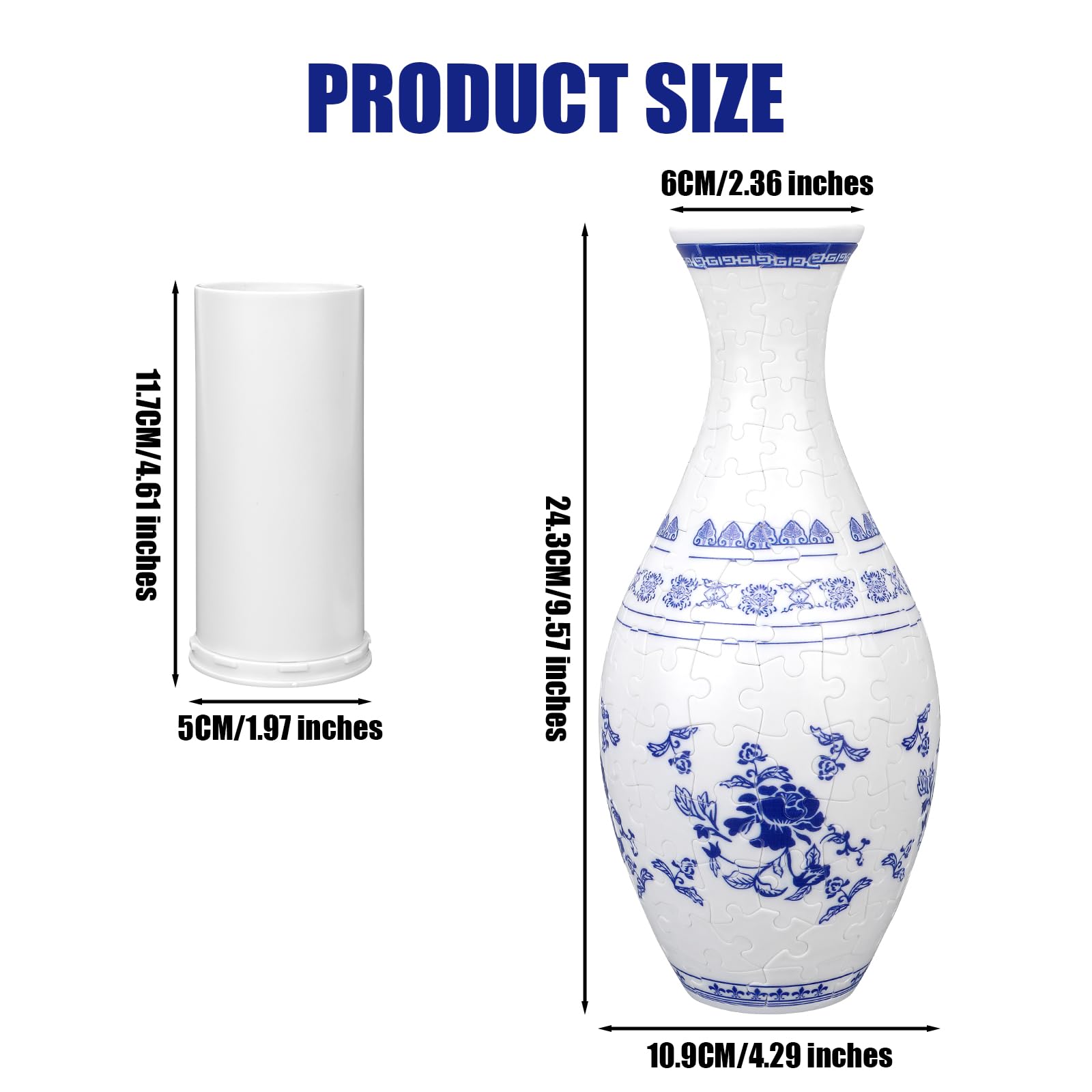 3D Puzzle Vase, 160 Pieces Puzzle Flower Vase ABS DIY Toy Flower Arrangements Home Decoration House Warming Gift for Adults (Blue and White) - Image 2