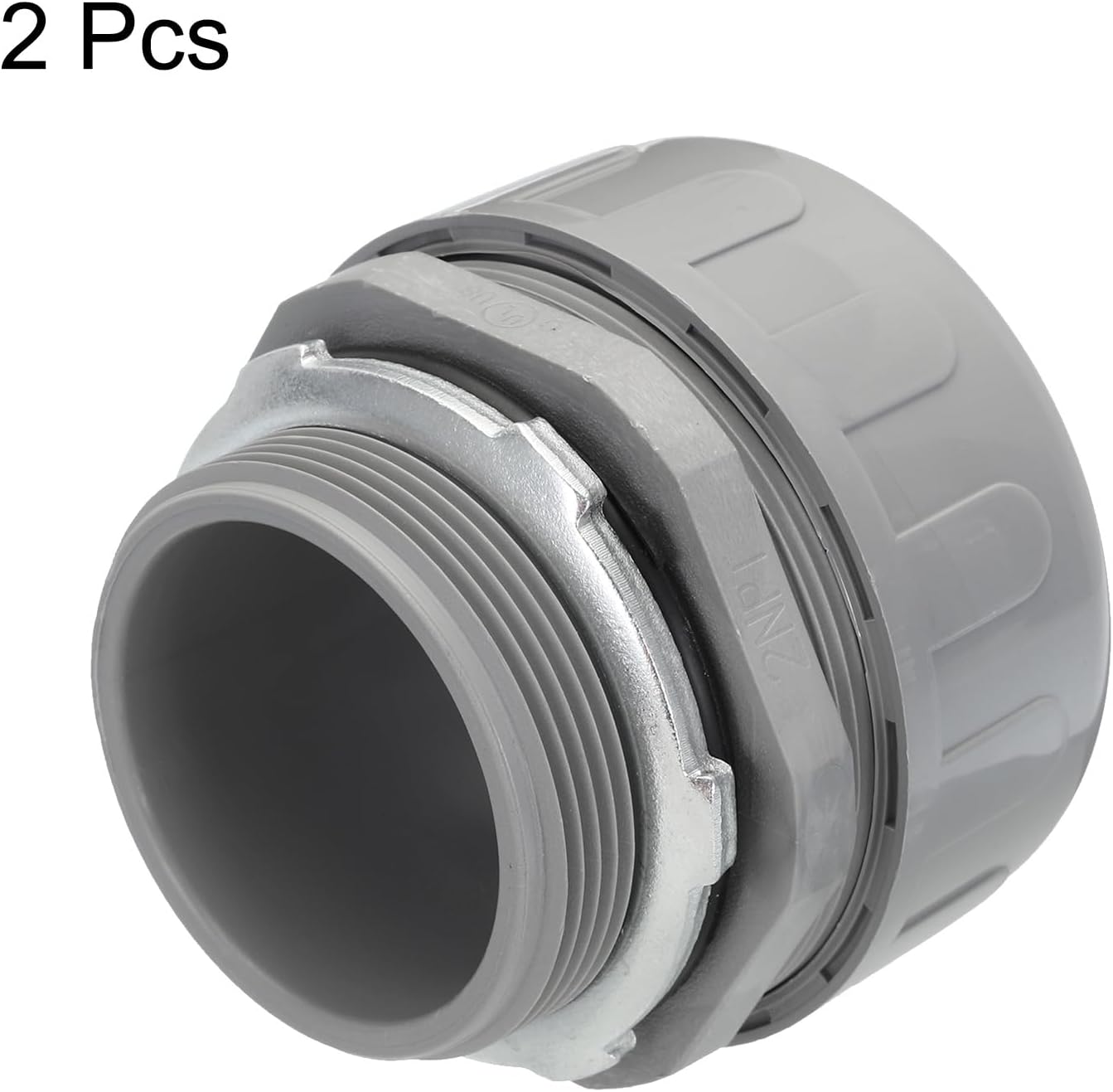 MECCANIXITY Liquid Tight Connector 2NPT Non-metallic Liquid Tight Conduit Connector PVC UL Listed PVC Conduit Fitting Electrical Conduit Fitting Pack of 2(Straight,180D)