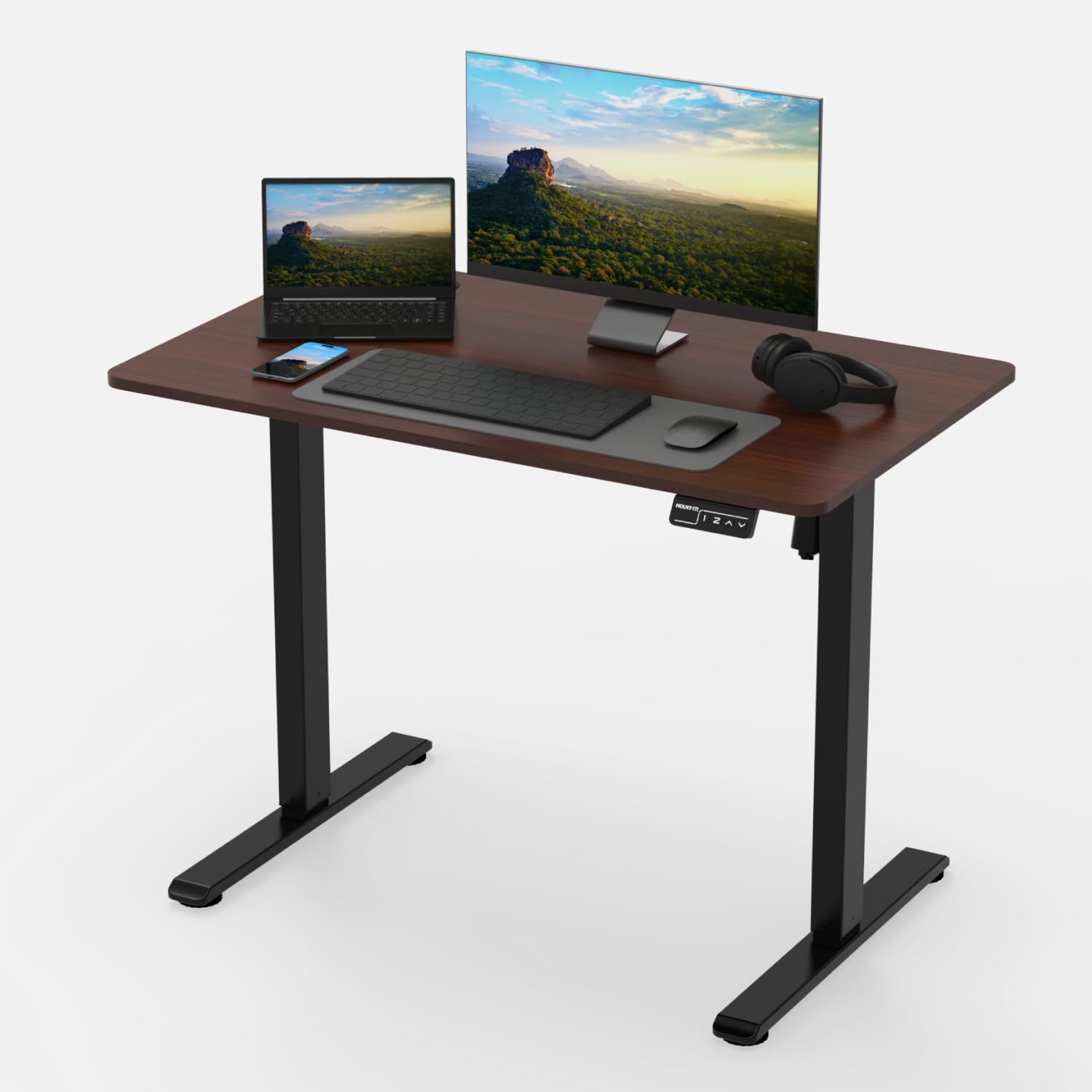 Mount-It Motorized Standing Desk 40x24 Height Adjustable Sit to Stand Desk for Home Office Compact Ergonomic Workstation with