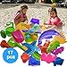 Sand Bucket 17 Elements, Molds & Tools for Sand Boxes, Water Tables, Beach, Bath Tub, Pool or Kinetic Sand Toys For Baby, Kids and Toddler. Zippered Carring Bag