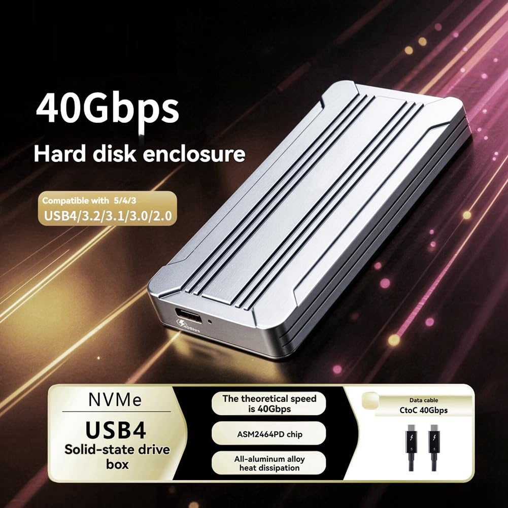 Obudowa dysku SSD 40 Gb/s USB 4.0 M.2 NVMe M.2 do Type-C Solid State Drive Case Support UASP TRIM