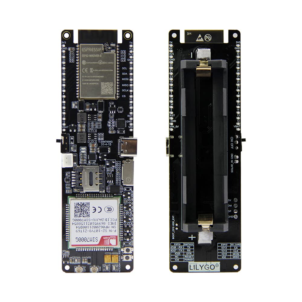 LILYGO Módulo de placa de desarrollo de carga solar ESP32-WROVER-B WiFi BLE 18560 Soporte de batería TTGO T-SIM7000G CH9102F 4MB