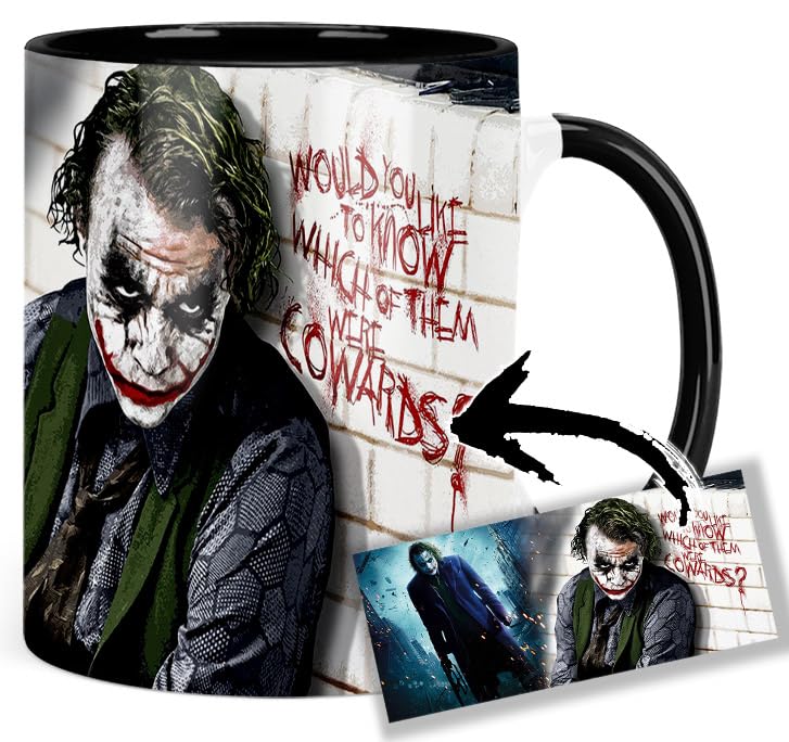 MasTazas Batman The Dark Knight Joker Heath Ledger Tasse Ceramique Intérieure et Poignée Noire Mug