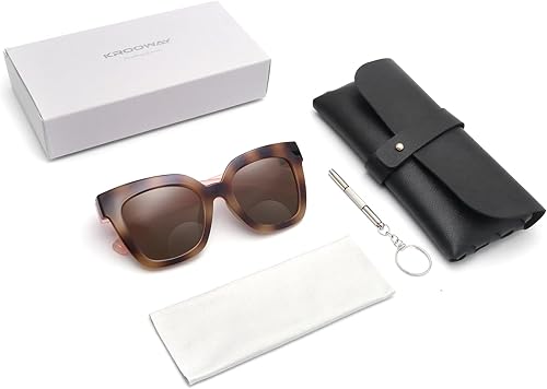 Miniatura 7 de Krooway Gafas de sol bifocales de lectura para mujer, TR90, de gran tamaño, cuadradas, UV400, lentes de lectura solar con bisagra de metal