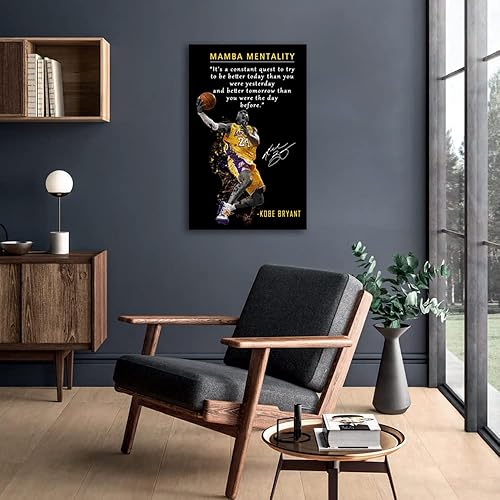 Miniatura 8 de Kobe Bryant - Póster inspirador para pared, lienzo con cita de mentalidad de Mamba, arte de pared, diseño deportivo de jugador de baloncesto,