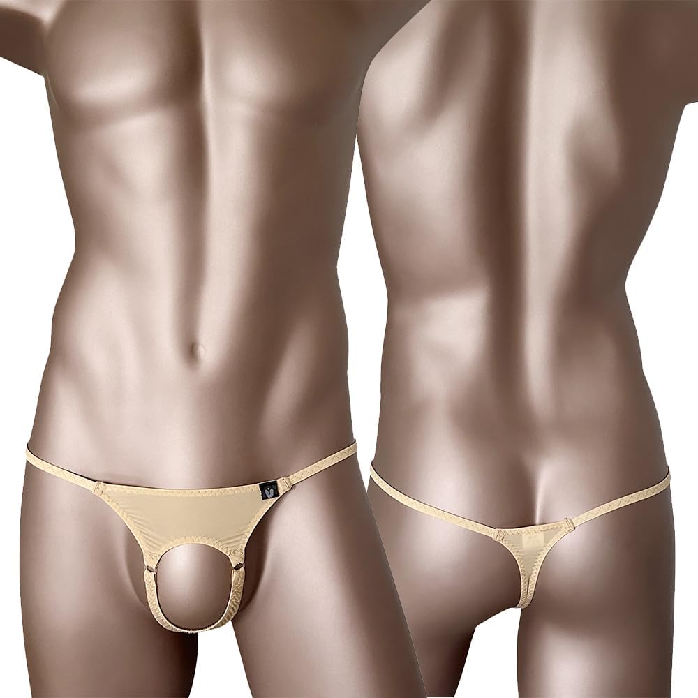 Gogobear Mens Open Front Ice Silk Thongs Low Rise Spaghetti Strap G-String Underwear Panties