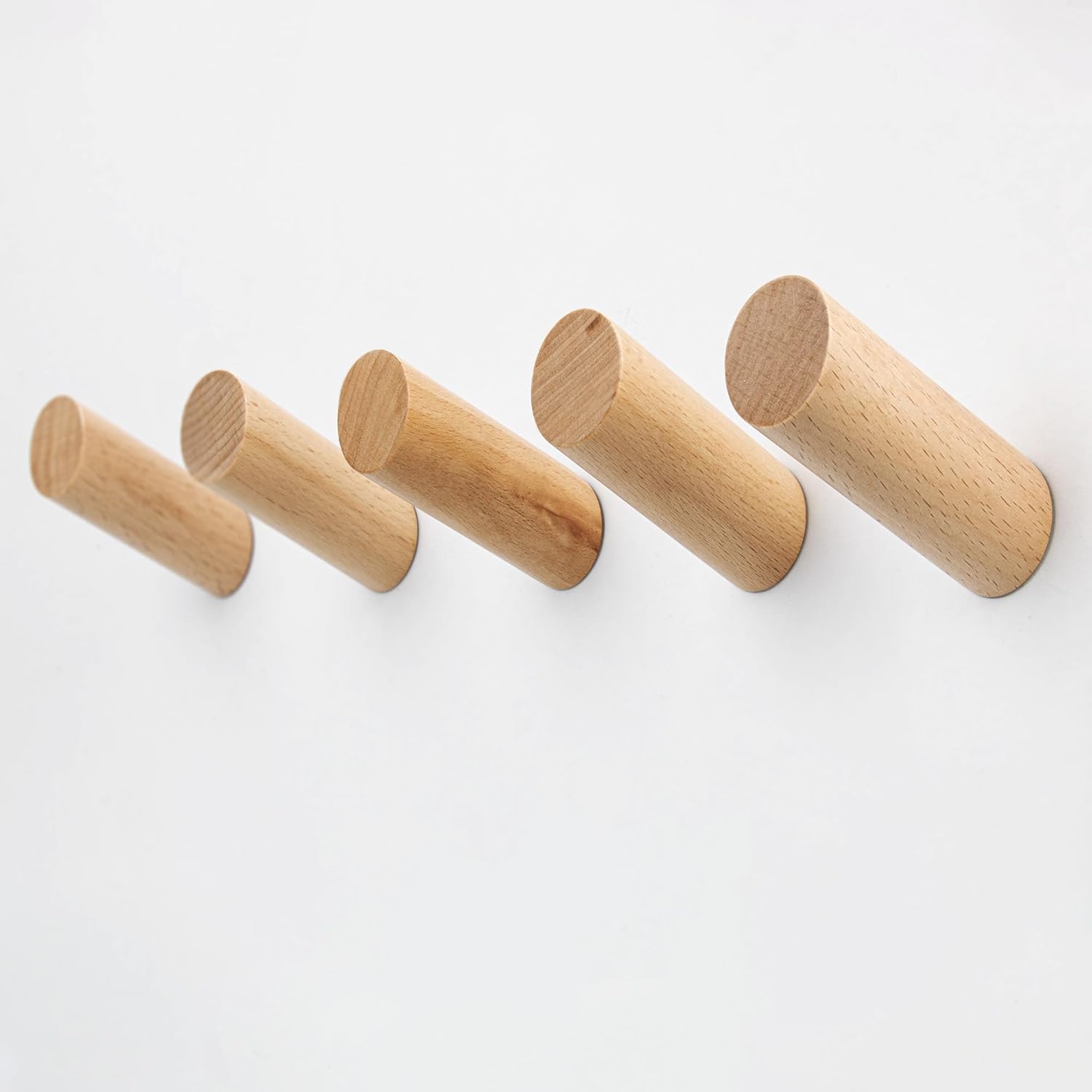 Amazon.com: evory Wood Wall Hooks,5 Pack Natural Wooden Coat Hooks Wall ...