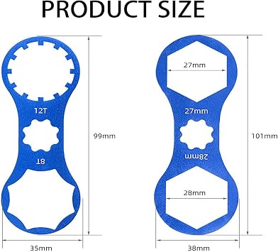 Bicycle Front Fork Repair Tool,2PCS Mountain Bike Fork Shoulder Cap Wrench Bicycle Wheel Spanner Double Head Suspension Removal Installation Tool Compatible with Suntop XCM/XCR/XCT/RST(Blue)