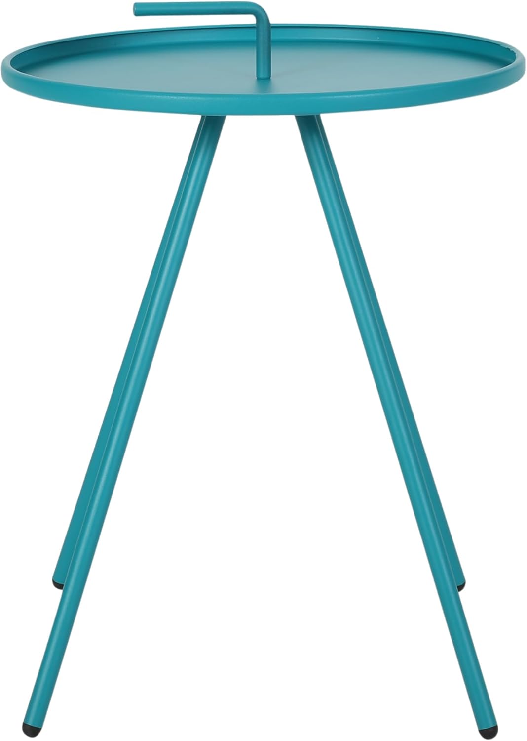 espidoo Modern Teal Side Table: Steel Outdoor Tray Top with Portable Handle for Balcony & Patio - Lightweight Circular Design for Urban Rentals