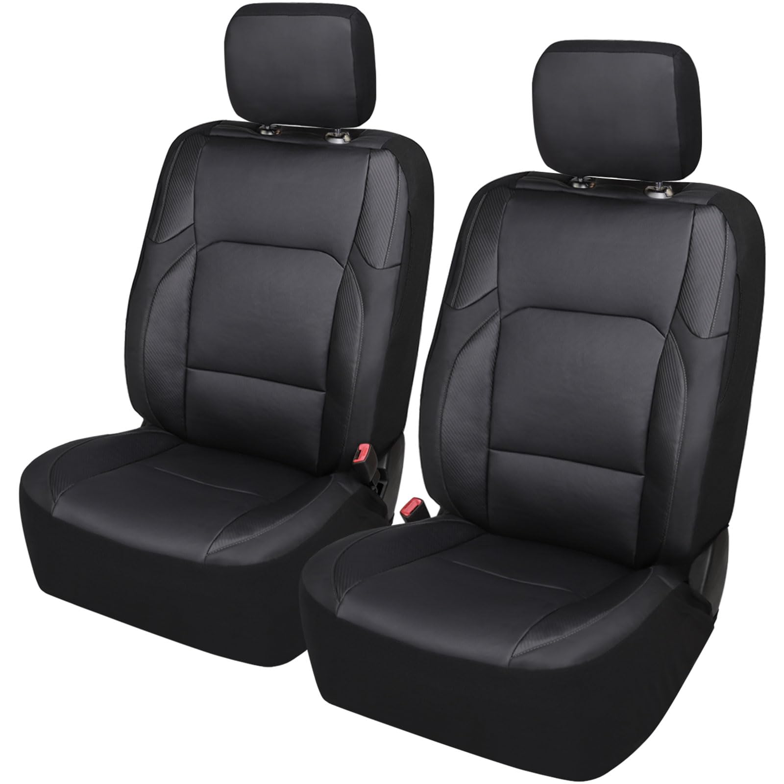 Leader AccessoriesFaux Leather Universal Car Front Seat Covers 2 pcs/Set Black Airbag Compatible with Headrest Cover