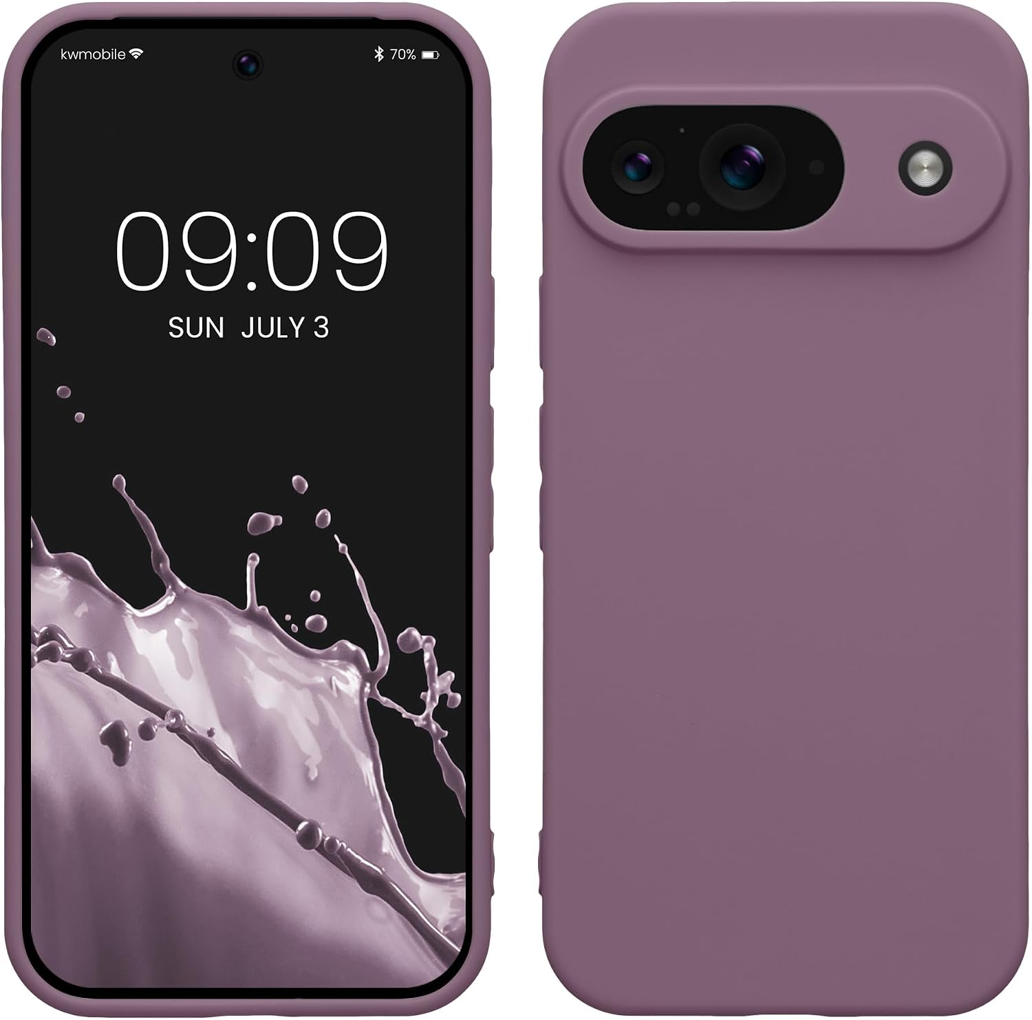 kwmobile Case Compatible with Google Pixel 9 Case - Protective Slim TPU Phone Cover - Soft Matte Finish - Pale Iris