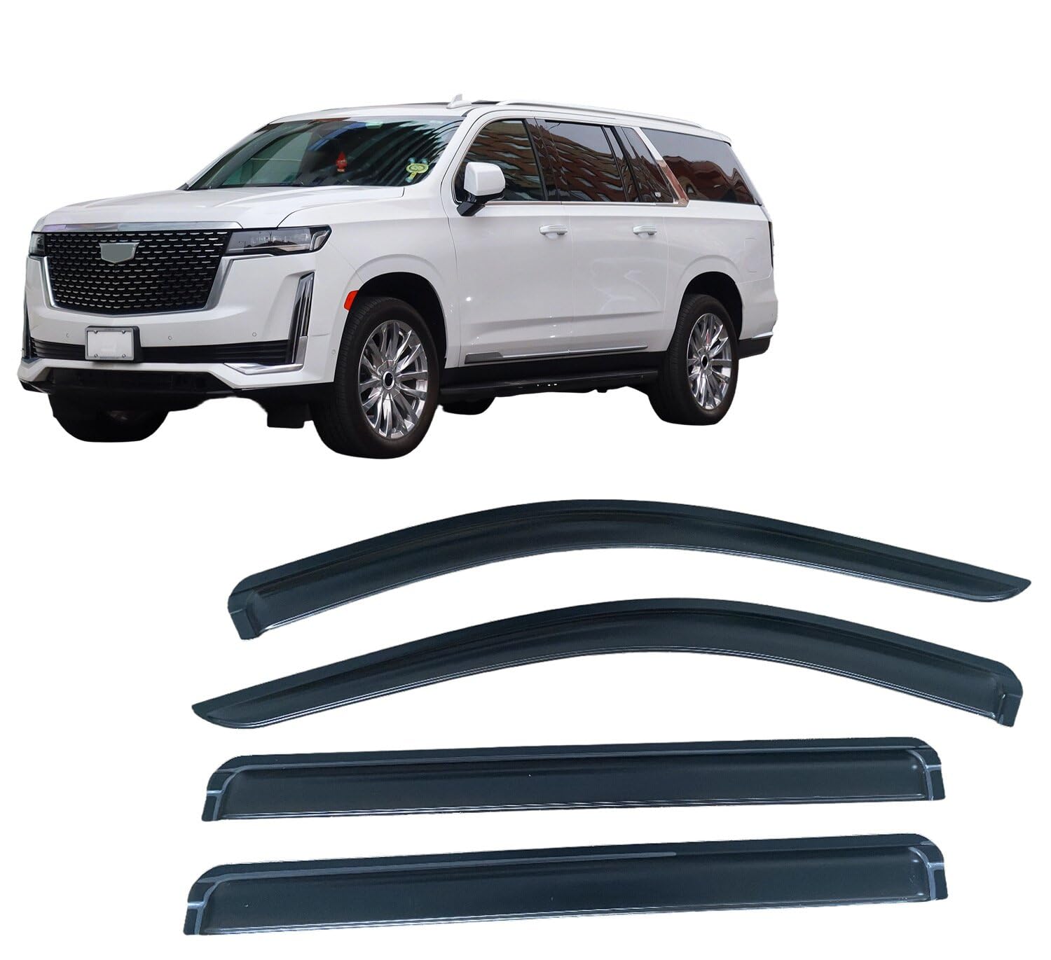 Acwyahso Rain Guards Wind Deflectors for CADILLAC ESCALADE ESV 2021-2024, 4Pcs Vent Visors, Allows Fresh Air & Keeps Rain Out, No-Drill Install