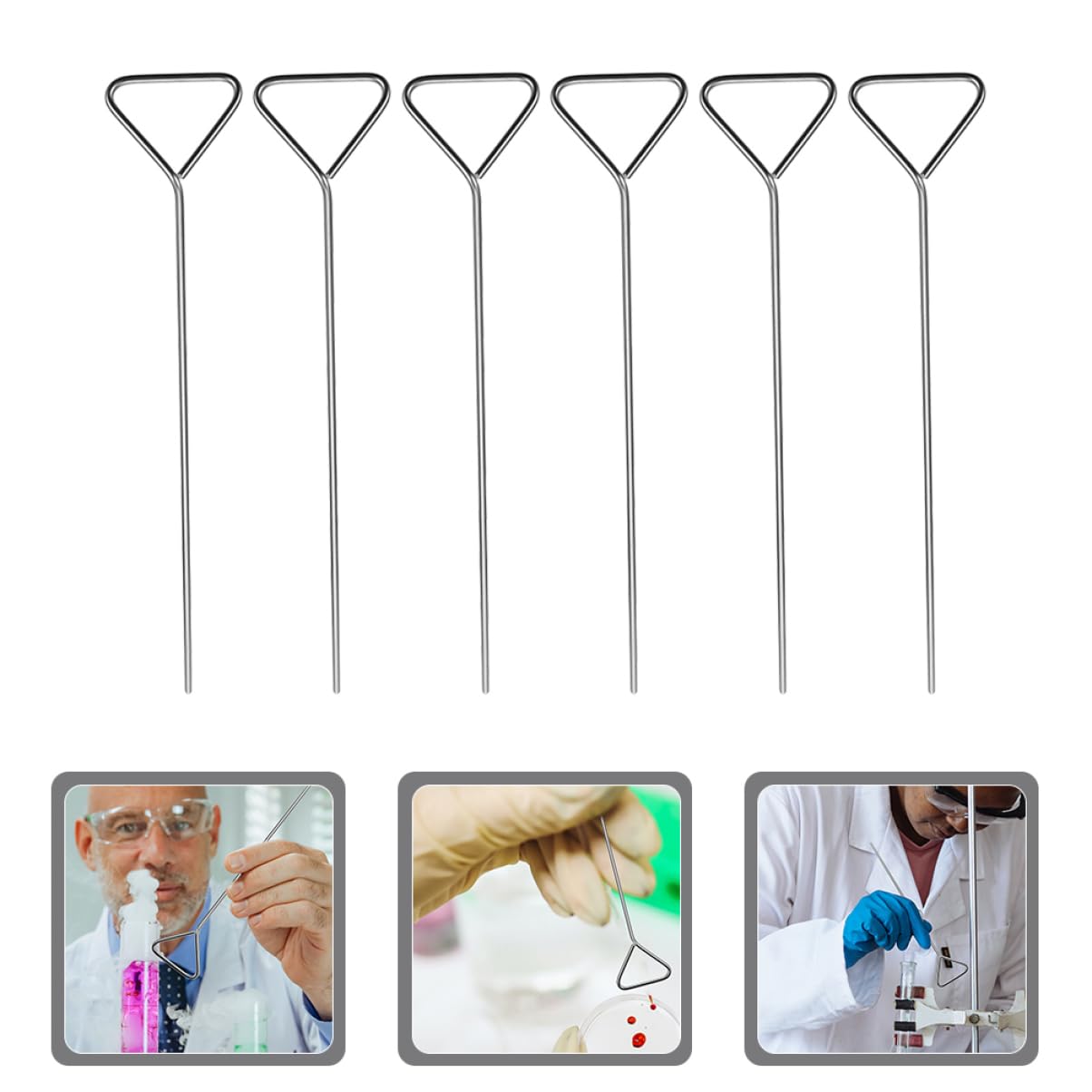 Veemoon 6pcs Stainless Steel Cell Laboratory Cell Spreading Triangle End Easy to Handle No Tearing Agar