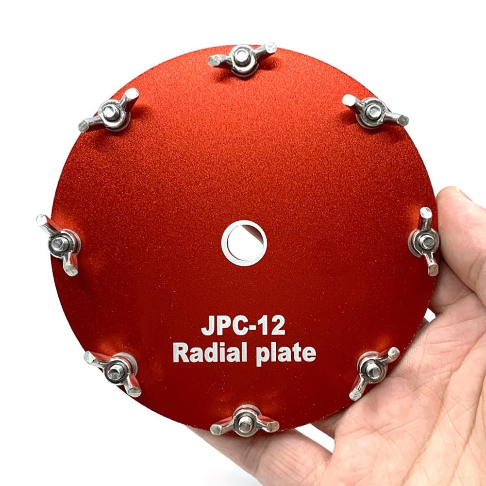 Piastra di messa a terra in alluminio compatibile con JPC-12 portatile a onde corte - 11 cm di diametro 3 mm di spessore, disco di rete a terra rosso con terminale