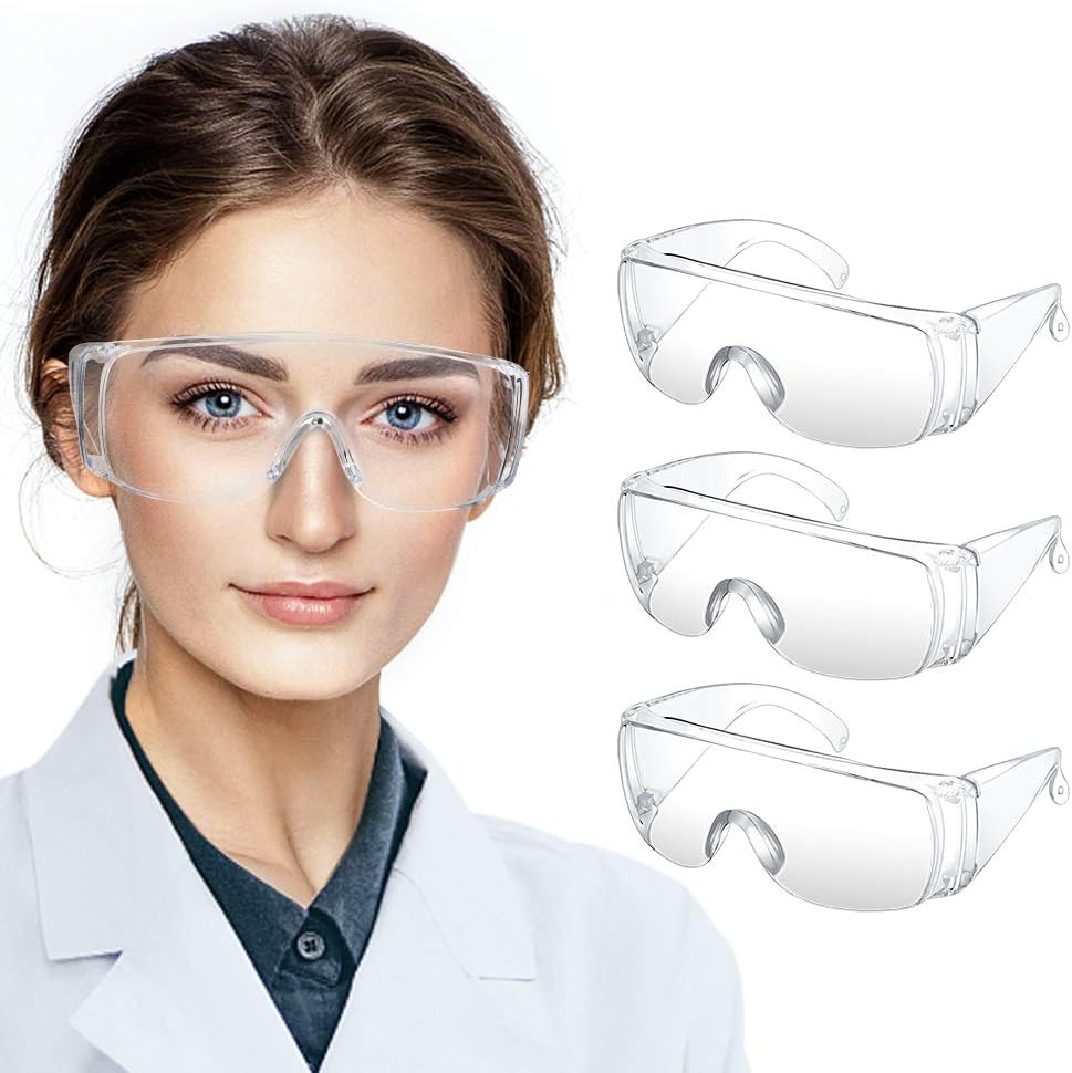 KALAOK Safety Goggles, KALAOK 3 Packs Safety Glasses Anti-Fog Eye Protection Glasses with Clear Vision, Dust and Wind-Proof, Scratch Resistant, Anti-Splash Goggles for Men and Women