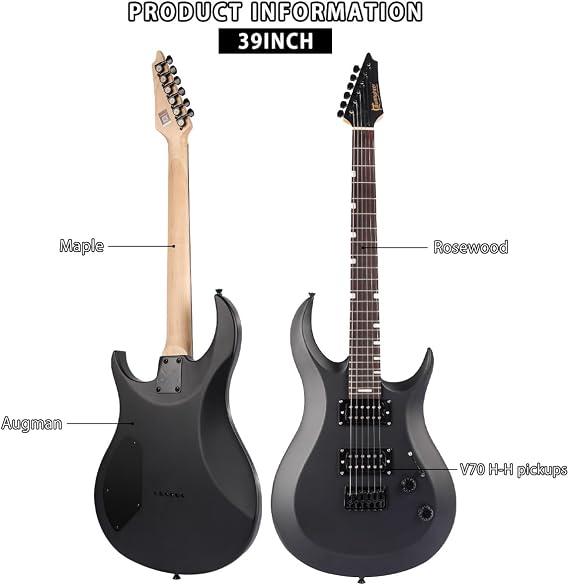 Bullfighter Electric Guitar Kit 39 Inch Full Size,6 Extra String, Picks, Gig Bag, Shoulder Strap, Cable (D180)