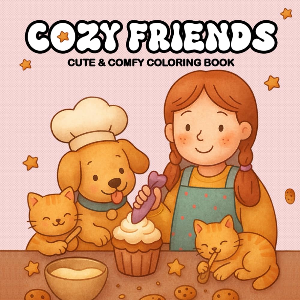 Cozy Friends: Coloring Book for Adults and Teens Featuring Super Cute Animal Characters with Easy and Simple Designs for Relaxation