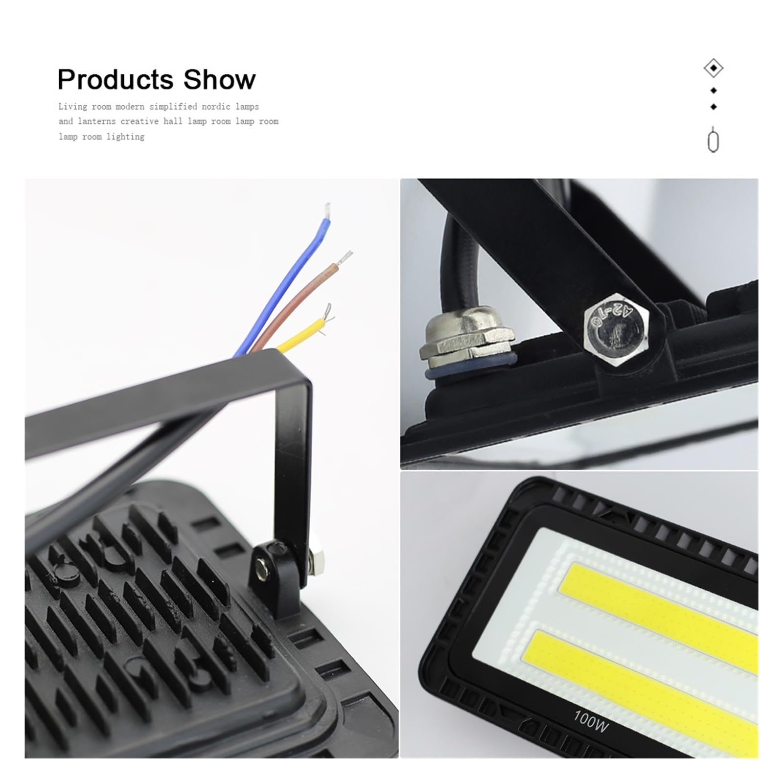 MINING Proiettori per esterni, Proiettore For Esterni A LED For Esterni COB Proiettore For Esterni 50W 100W 200W For Lampione Da Giardino Riflettore A LED(Cold white,ModelB 50W)