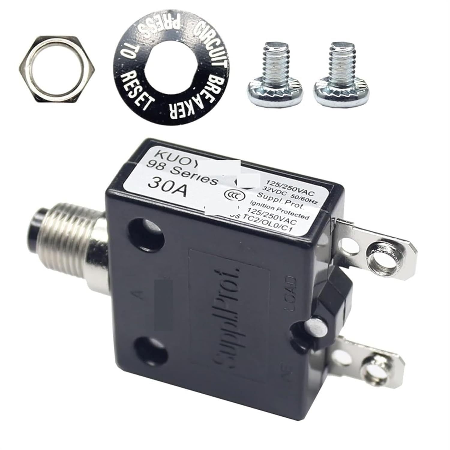 SogYFe 98 5A 6A 8A 10A 12A 15A 20A 25A 28A 30A Circuit Breakers of Micro Thermal Protector with Screw Termial 1Pcs (Size : 14A)