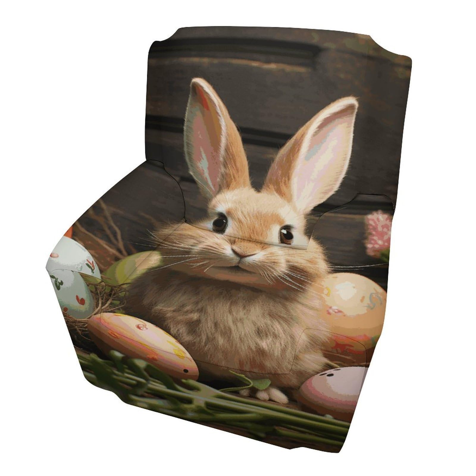 Fodpand Style Easter Egg Bunny Sofa Cover Soft 1 Seater Sofa Slipcover For Pets Washable,Couch Cover With Elastic Straps Furniture Protector