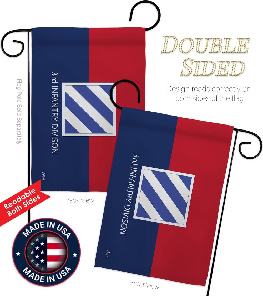 3rd Infantry Division Garden Flag - Armed Forces Army Rangers United State American Military Veteran Retire Official - House Decoration Banner Small Yard Gift Double-Sided Made in USA 13 X 18.5