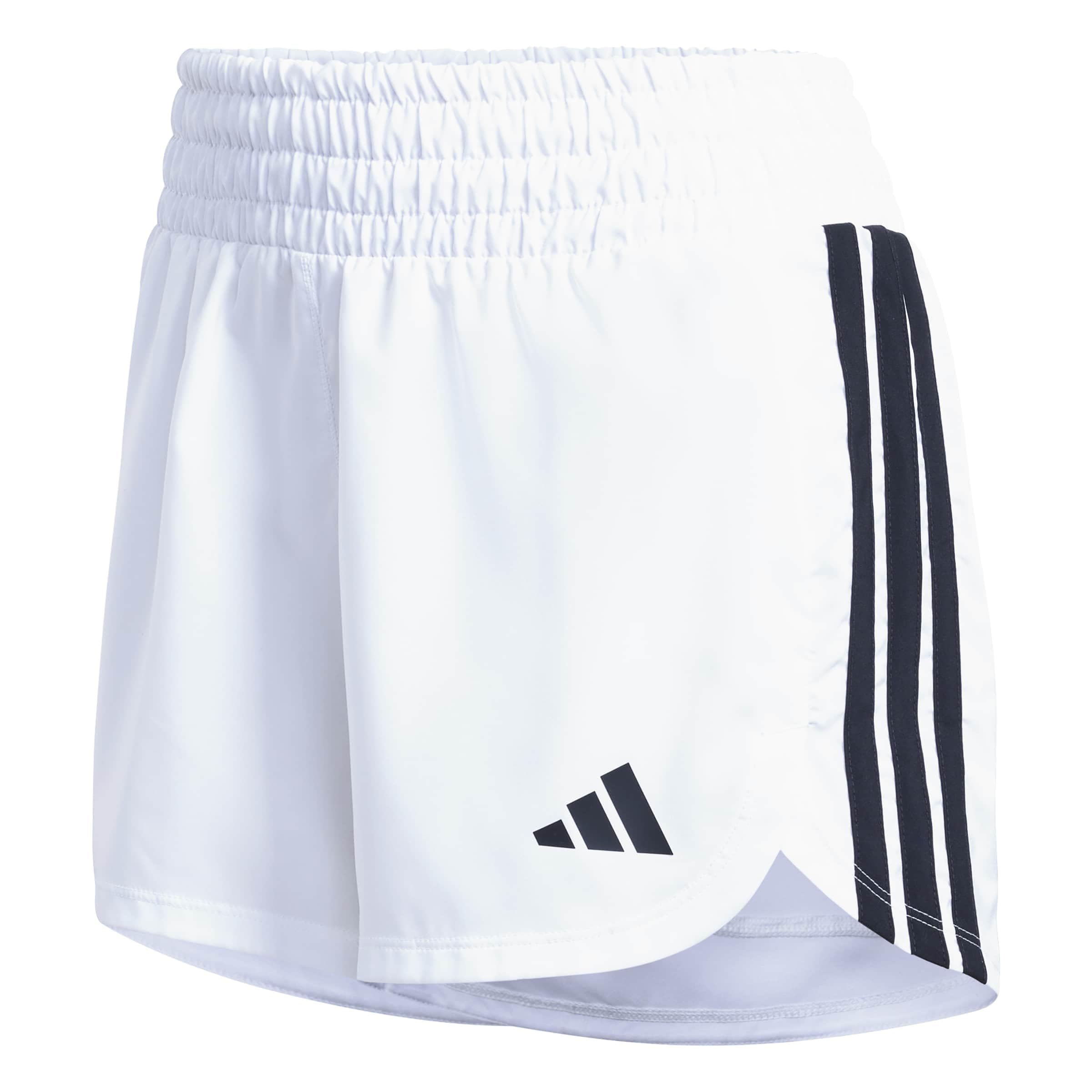 adidas Women's Pacer Workout Woven High Rise Shorts, White/Black, XS 5 inch