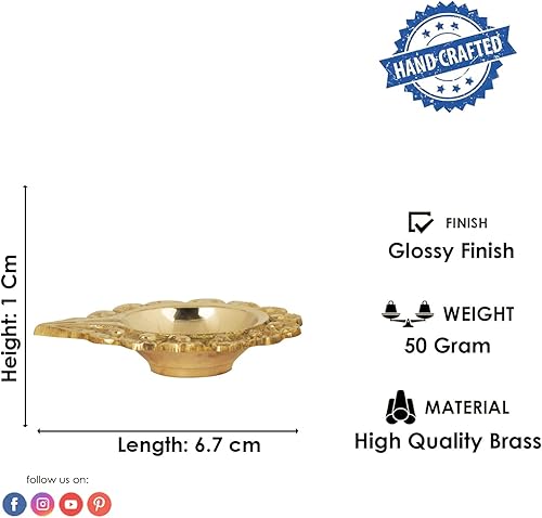 Miniatura 4 de Satvik - 2 piezas de latón Kuber Diya grabado diseño floral Pooja Diwali Home Mandir Decoración lámpara de aceite Kutthu Vilakku Nilakku Lakshmi