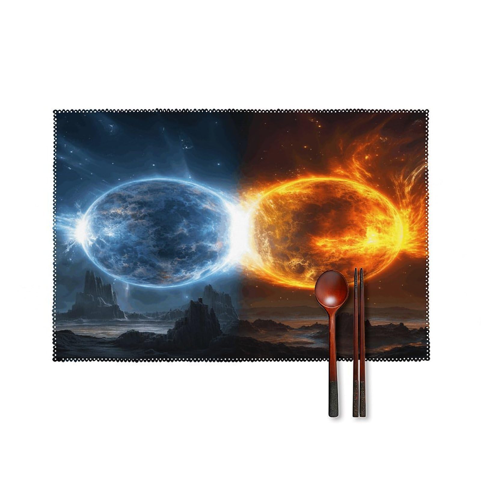Fodpand Style Fire And Water Planets Placemats Set Of 4 Place Mats Table Mats