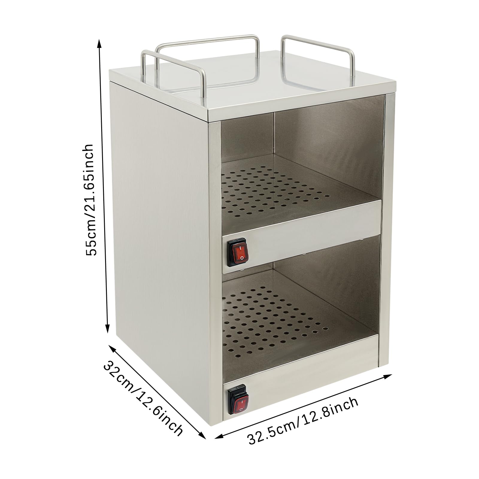Armadio riscaldante per tazze, con 2 scomparti riscaldanti indipendenti, scalda tazze da caffè elettrico, per gastronomia, caffetteria, casa, 32,5 x 32 x 55 cm