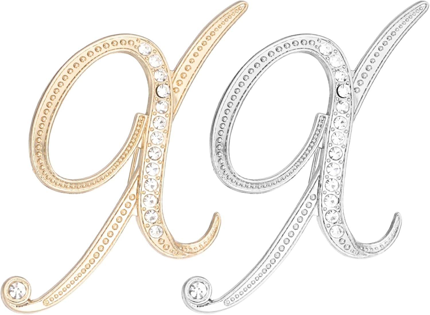 PATIKIL Spilla A Lettera K Con Cristalli - 2 Pezzi Iniziali Alfabeto A-Z, Oro E Argento, Per Abiti, Cappelli, Borsette, Regalo Donna - 2