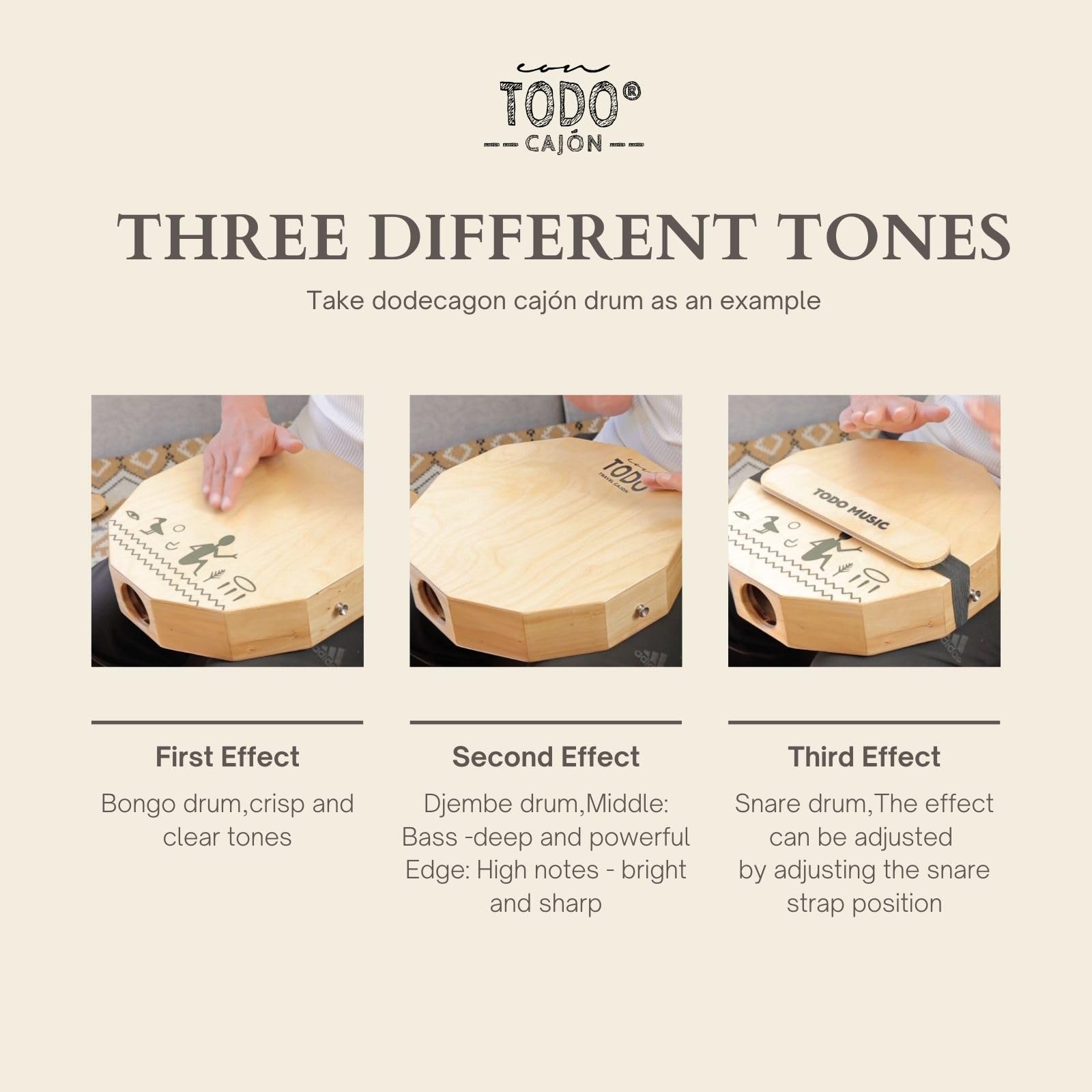TODO Caja de cajón de viaje, tambor de mano plano, instrumento de percusión portátil de madera de abedul con cuerdas ajustables, bolsa de transporte, primera mano hecha a mano, percusión de tambor de