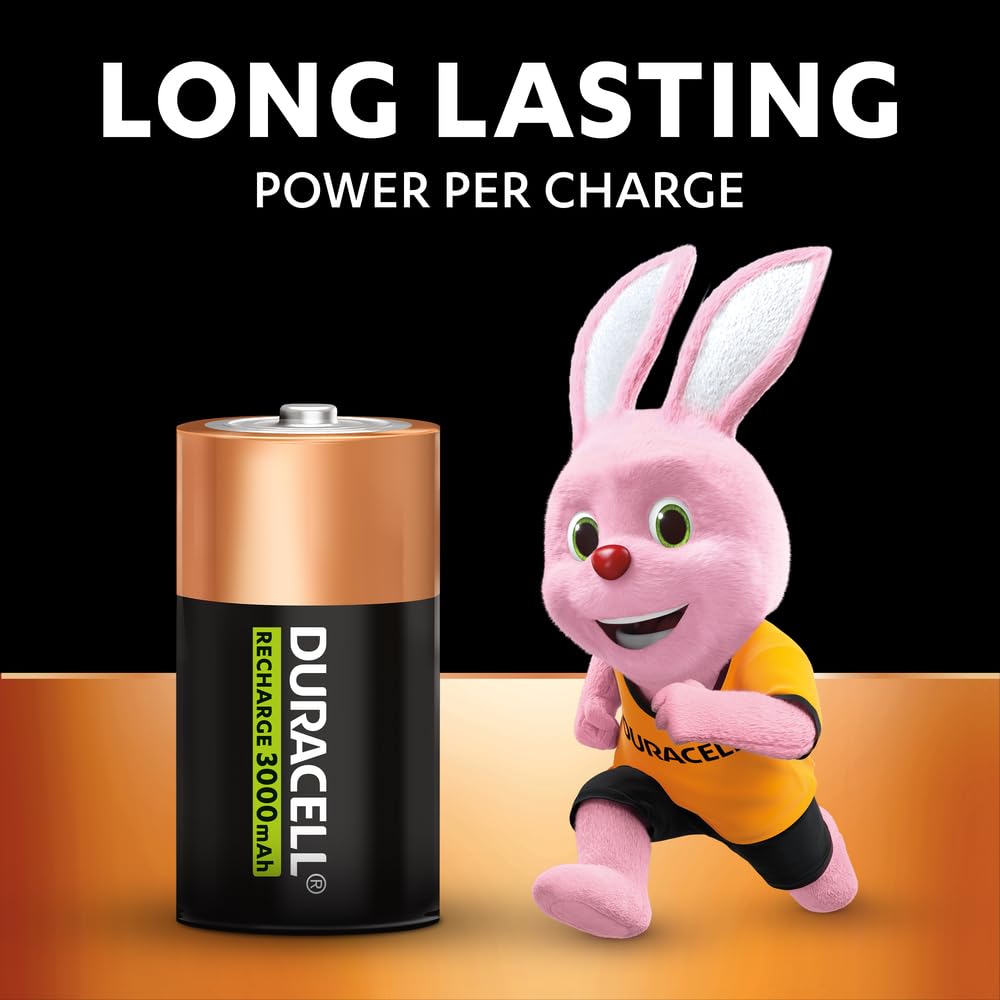 6 pilas Duracell D recargables 3000 mAh (3 blísters de 2 baterías) 6 pilas