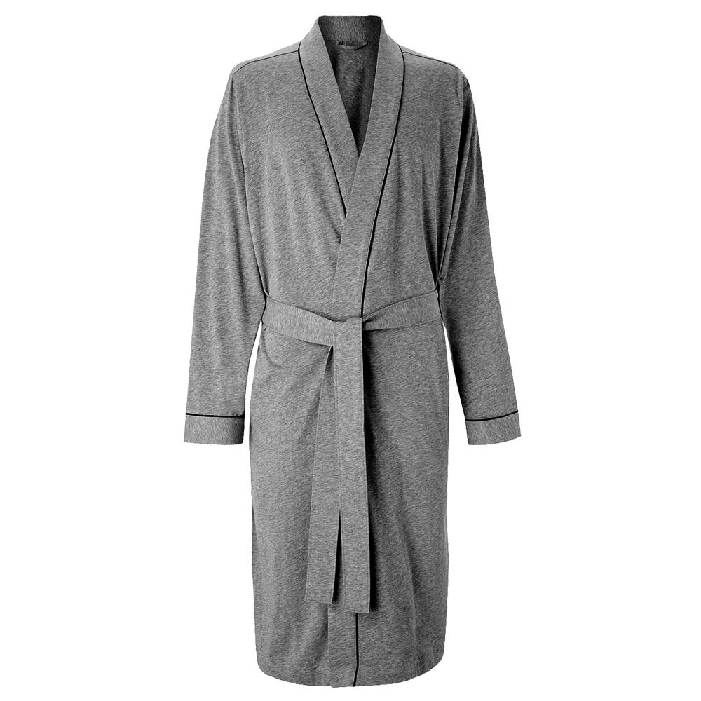 HOLOVE Men's Pure Cotton Bathrobe Lightweight Kimono and Hooded Spa Robes Soft Sleepwear