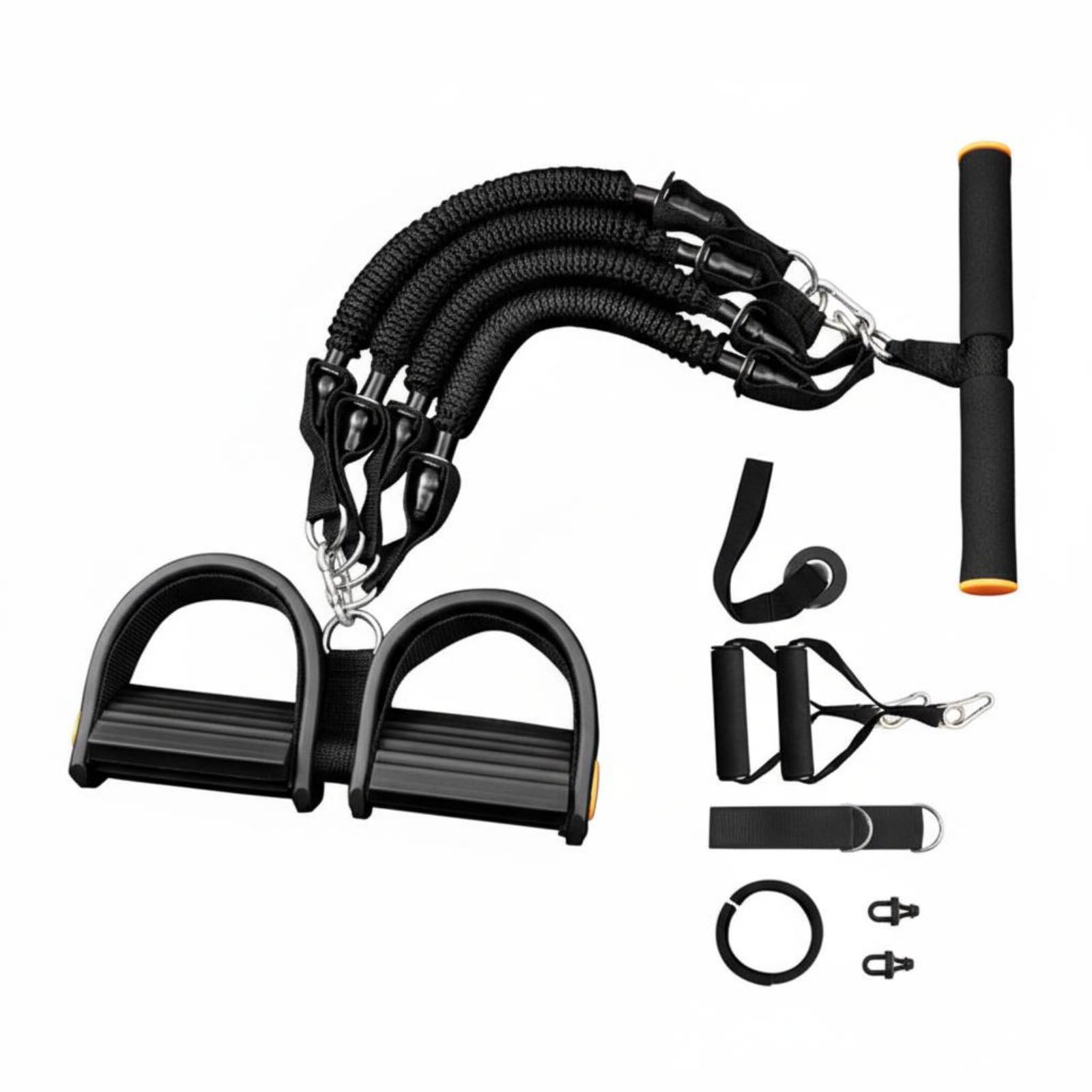Sit-up Pull Rope Multifunctional Pedal Tension Band Foot Pedal Exerciser Non-Slip Pedals Multifunction Tension Rope Exerciser, Multi Set 25lbs-4-image-0