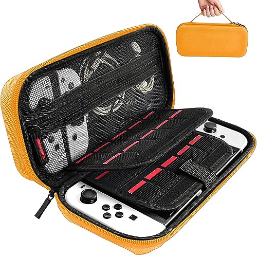 daydayup Switch Carrying Case Compatible with Nintendo Switch/Switch OLED, with 20 Games Cartridges Protective Hard Shell Travel Carrying Case Pouch for Console &amp; Accessories