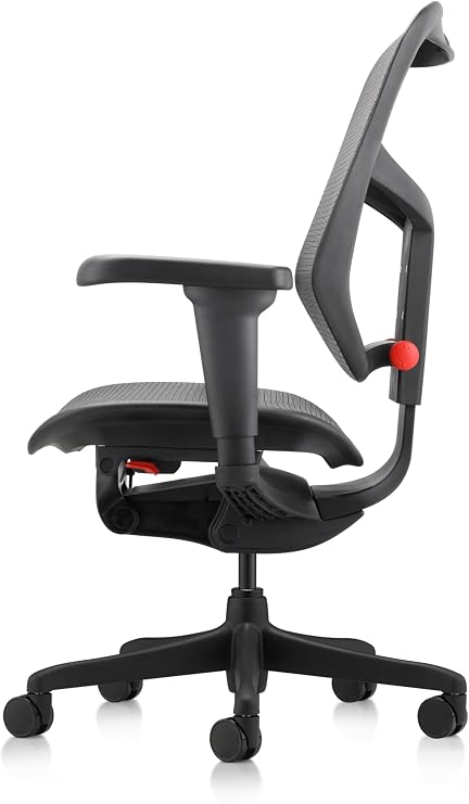 Ergohuman Quantum Ultra Mid Back Ergonomic Office Chair with Lumbar Support, Adjustable Mesh Desk Chair for Back Pain Relief, Black