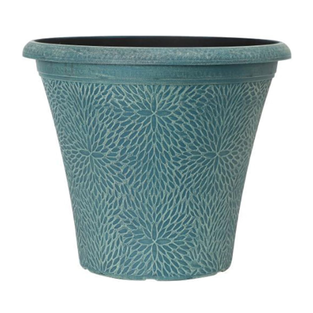 Yougarden Green April Indigo Round Plastic Planter 36Cm, Container For Flowers
