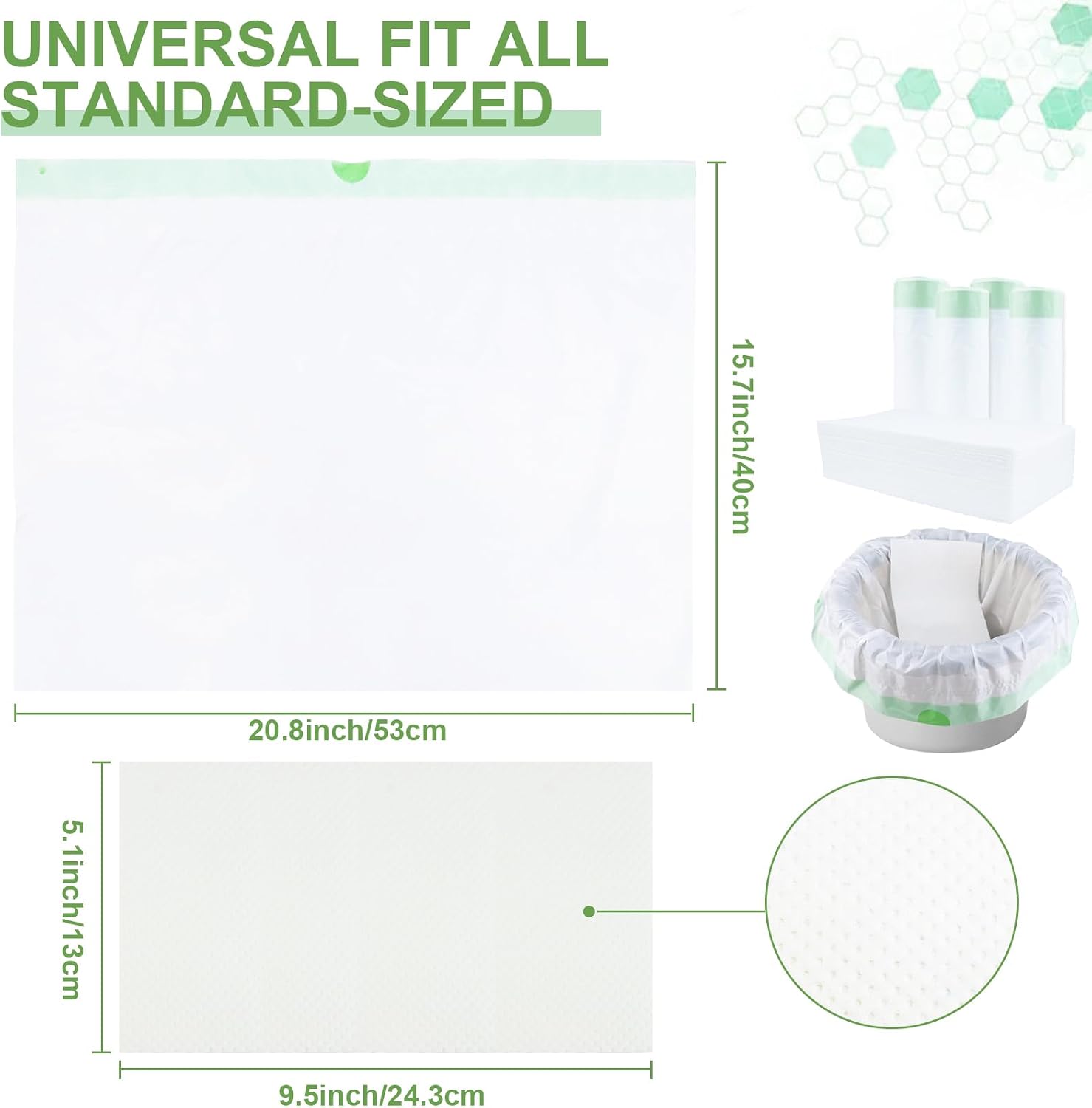80 Pack Disposable Commode Liners with Absorbent Pads(80 Liners+80 Pads) image 2