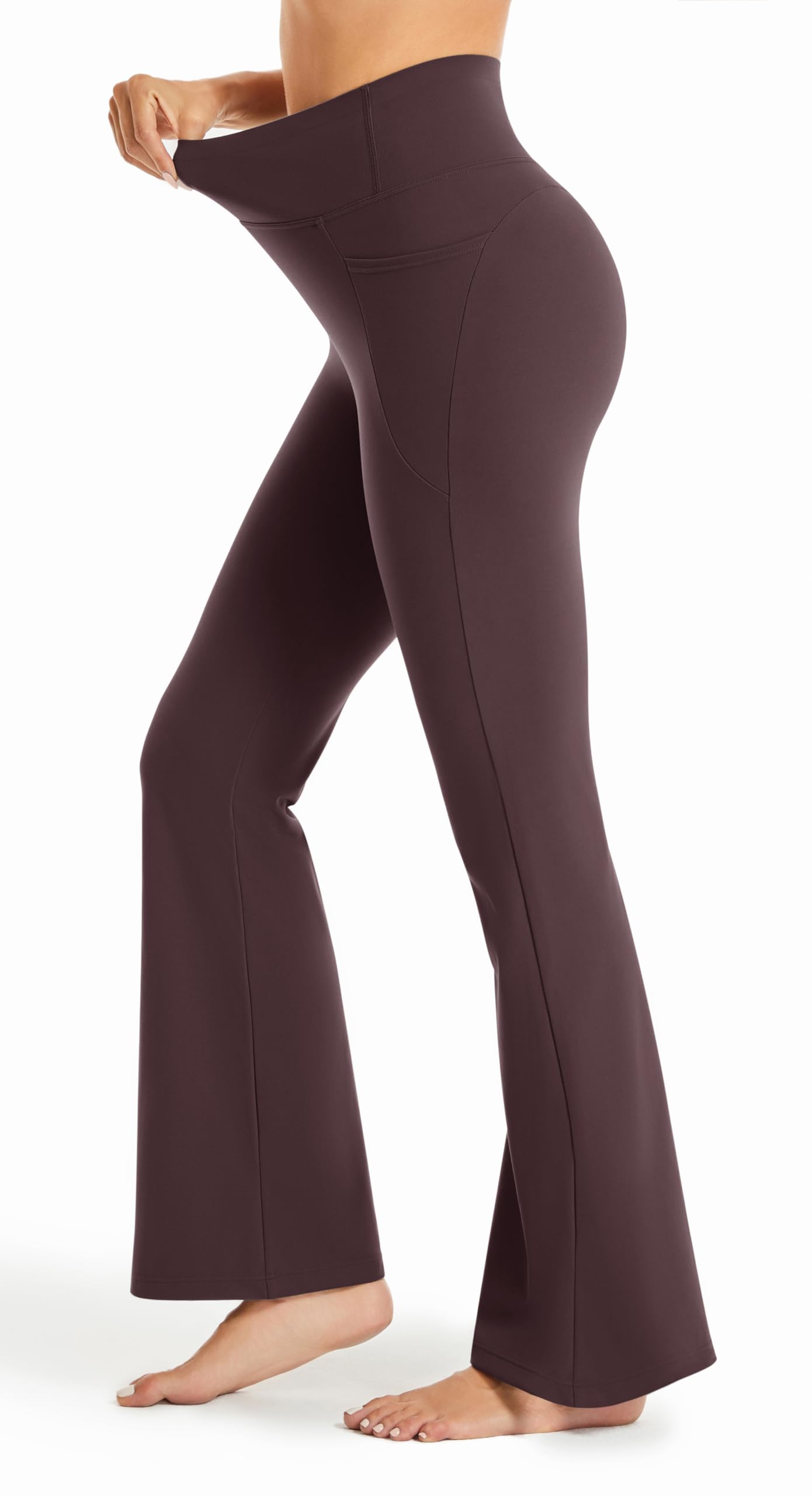 Maxbee Flare Yoga Pants with Pockets for Women, V Crossover Flare Leggings Tummy Control, High Waist Bootcut Yoga Leggings