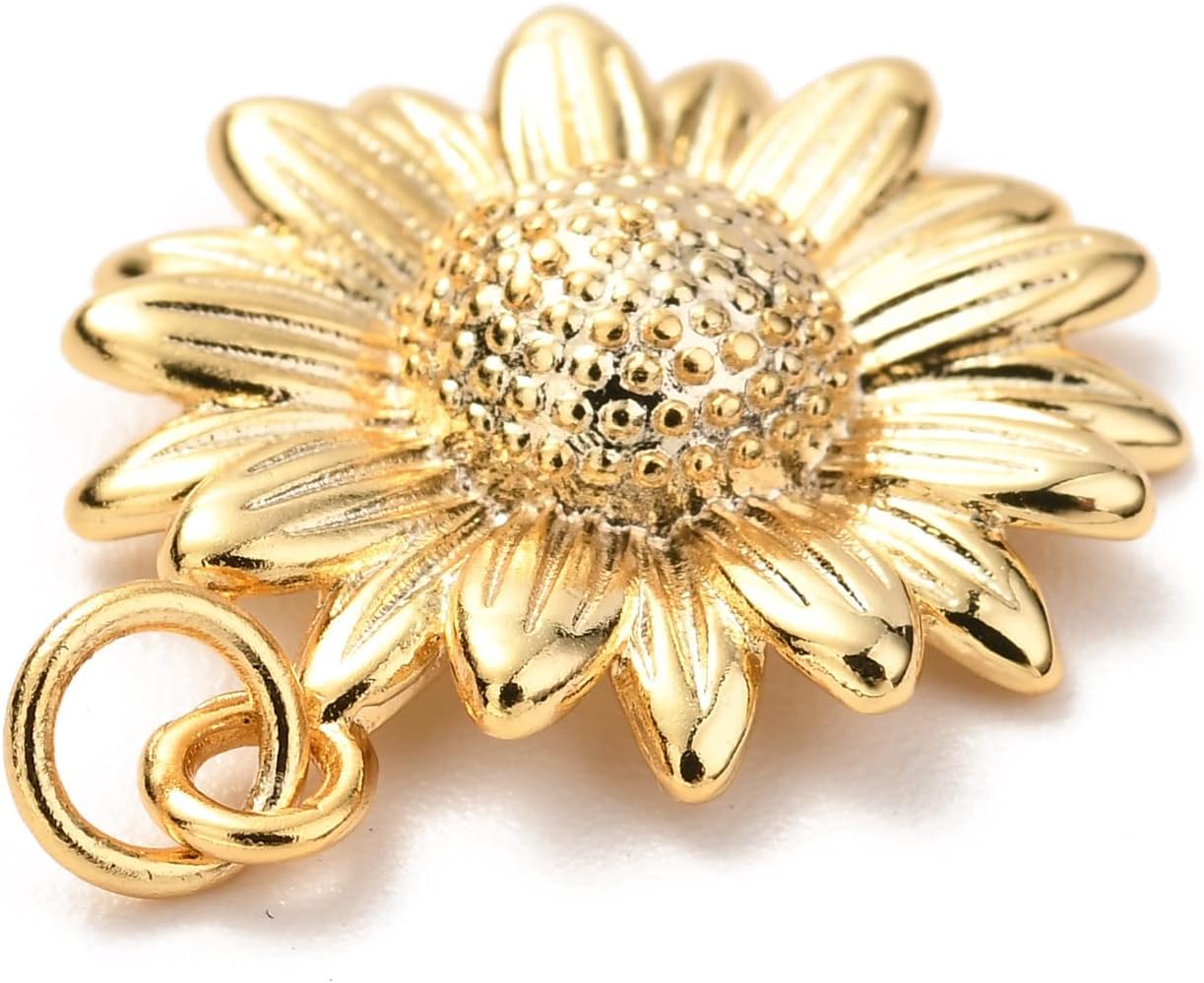 KitBeads 18k Real Gold Plated Daisy Charms - Brass Floral Sunflower Mini Chrysanthemum Flower for Jewelry Making Bulk (10pcs) - Image 8
