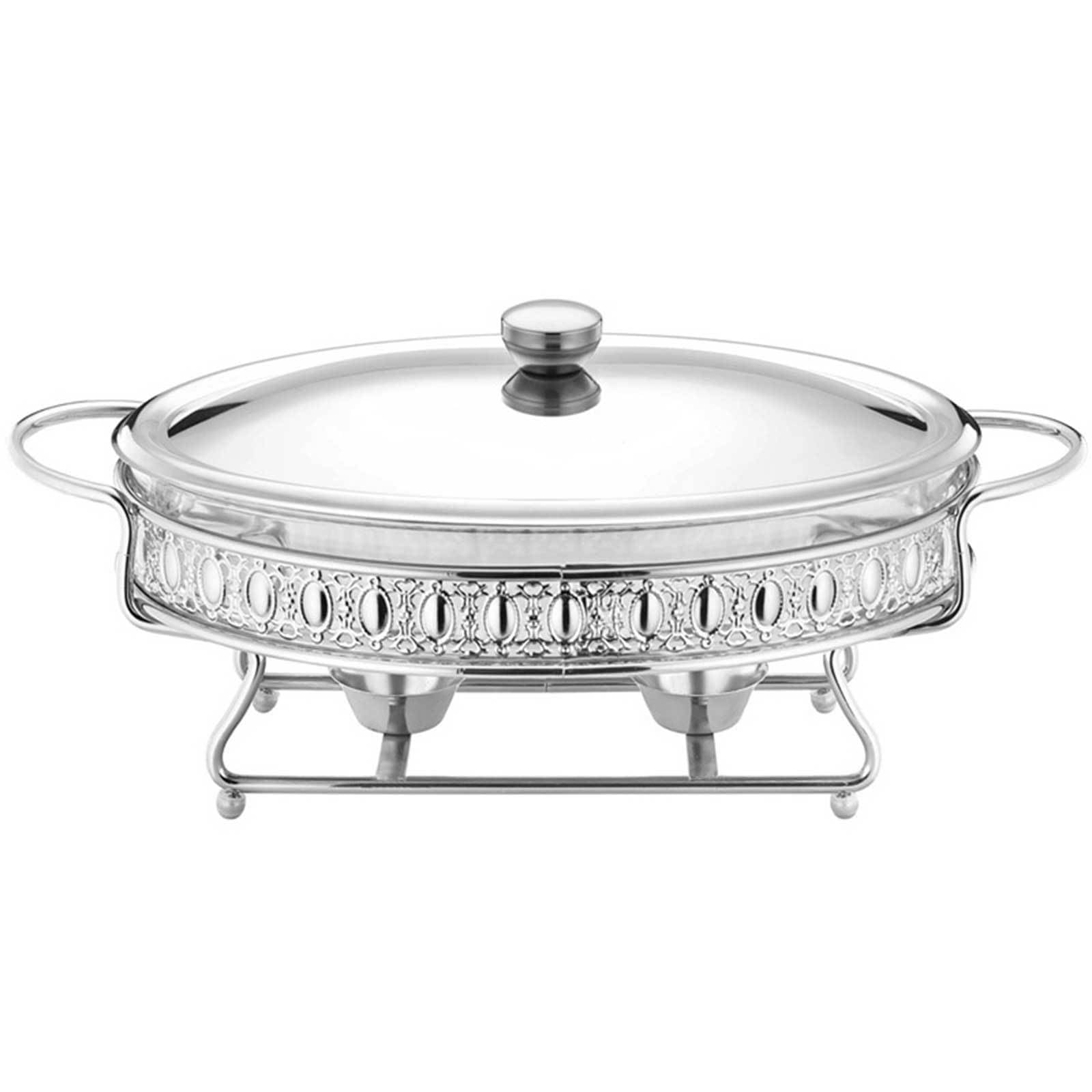 Juego de platos de roce, servidores de buffet de tamaño completo con bandeja de agua de acero inoxidable, bandeja de alimentos, soporte de combustible y tapa para bufés, bodas y fiestas