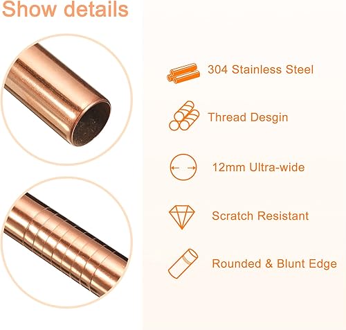 Miniatura 10 de uxcell 4 popotes de metal reutilizables, de acero inoxidable de 9.5 pulgadas para batido, té de burbujas, bebida fría (0.5 pulgadas de ancho, recto,