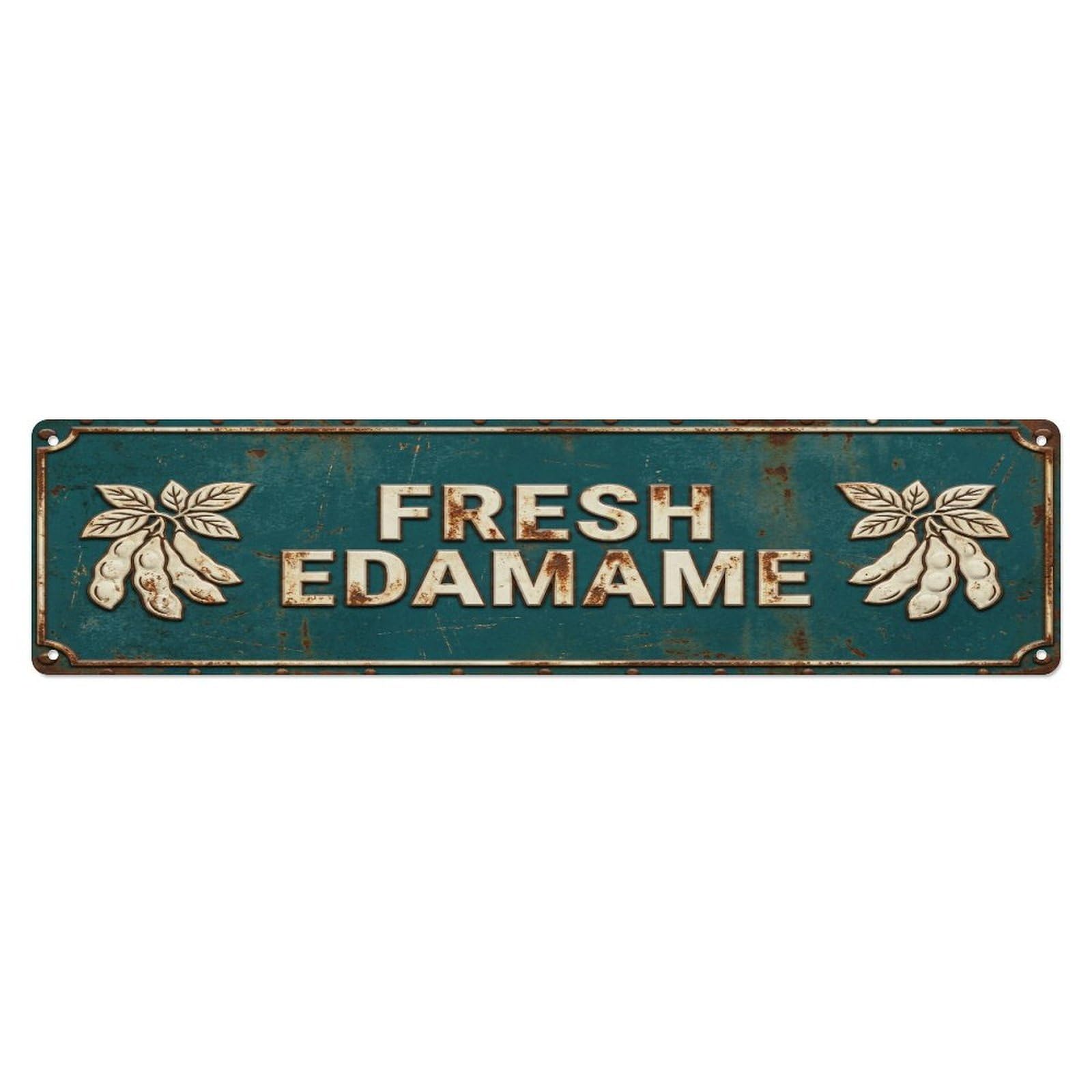 Metal Tin Sign FRESH EDAMAME Vintage Legume Rustic Farmhouse