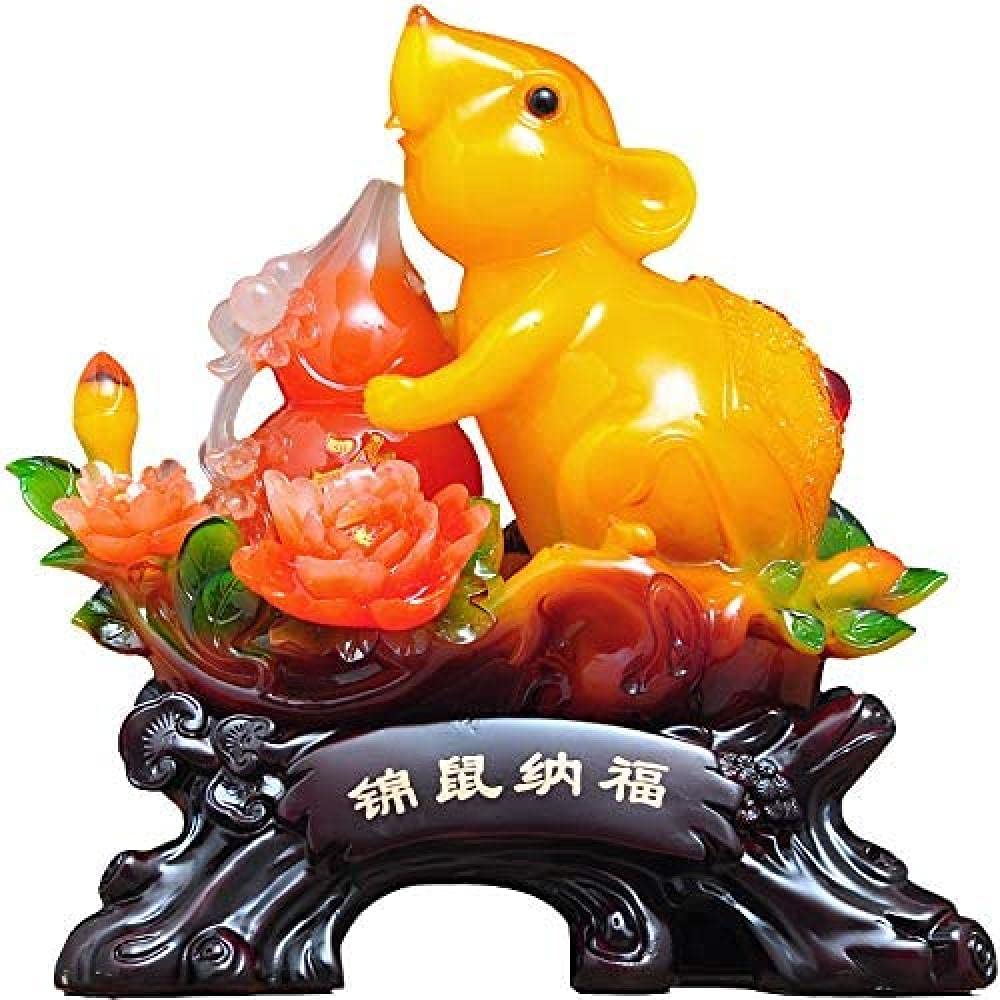 Statue Rat Feng Shui - Décoration de Table pour la Chance et la Prospérité