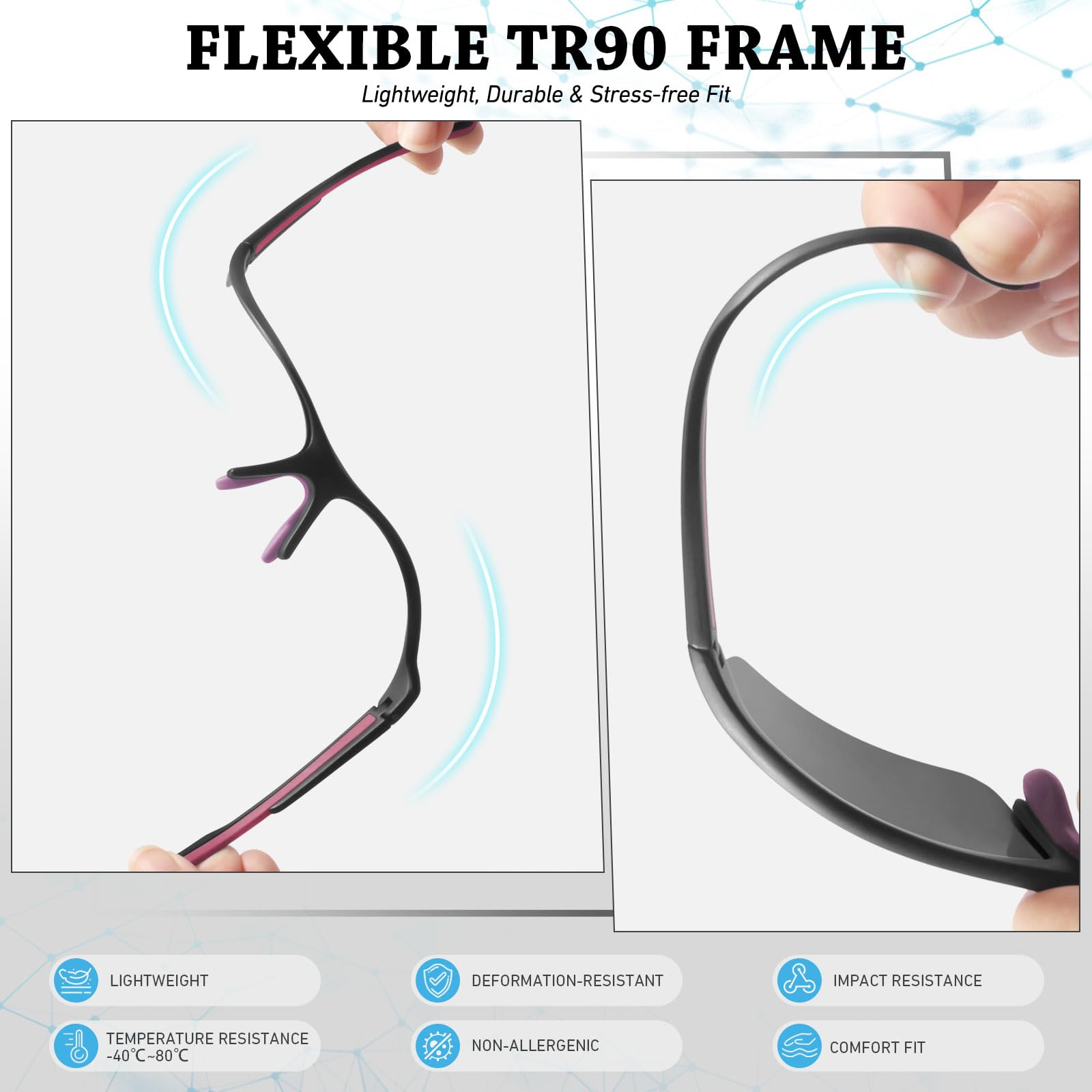 WEAROYO Polarisierte Sonnenbrille für Herren und Damen, flexibler TR90-Rahmen, umlaufender UV400-Sport-Sonnenbrille, Laufen, Angeln