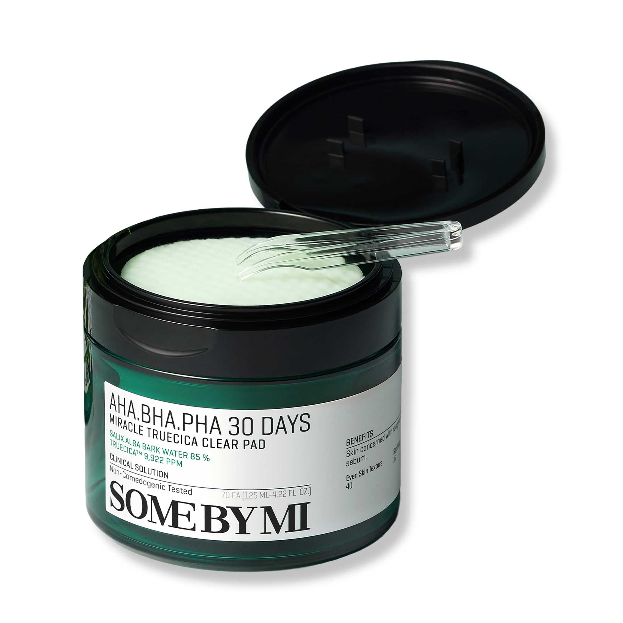 AHA BHA PHA 30 Days Miracle Truecica Clear Toner Pads (70 Pads, 125ml) β Korean Skincare Exfoliating Toner Pads for Acne Prone, Oily, Clogged Skin with Tea Tree & Soothing Ingredients