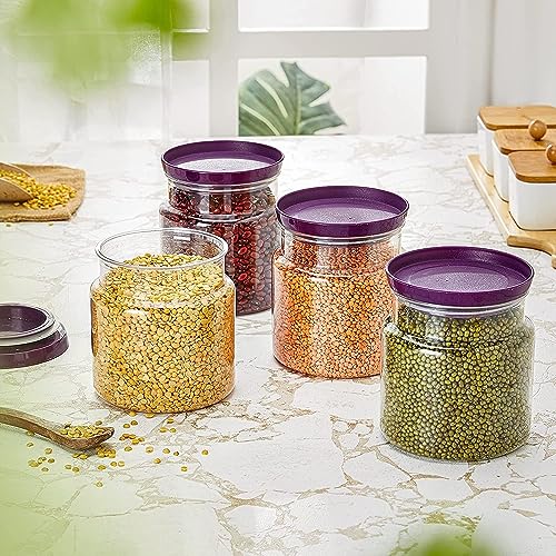 Image of Plastic Melody Container Jar With Lid - Easy Flow Cereal Dispenser Storage Box Jar For Kitchen - Airtight, Unbreakable & Transparent for Snacks, Nuts, Rice, Flour & Food Grain (1Piece, 1000ml)