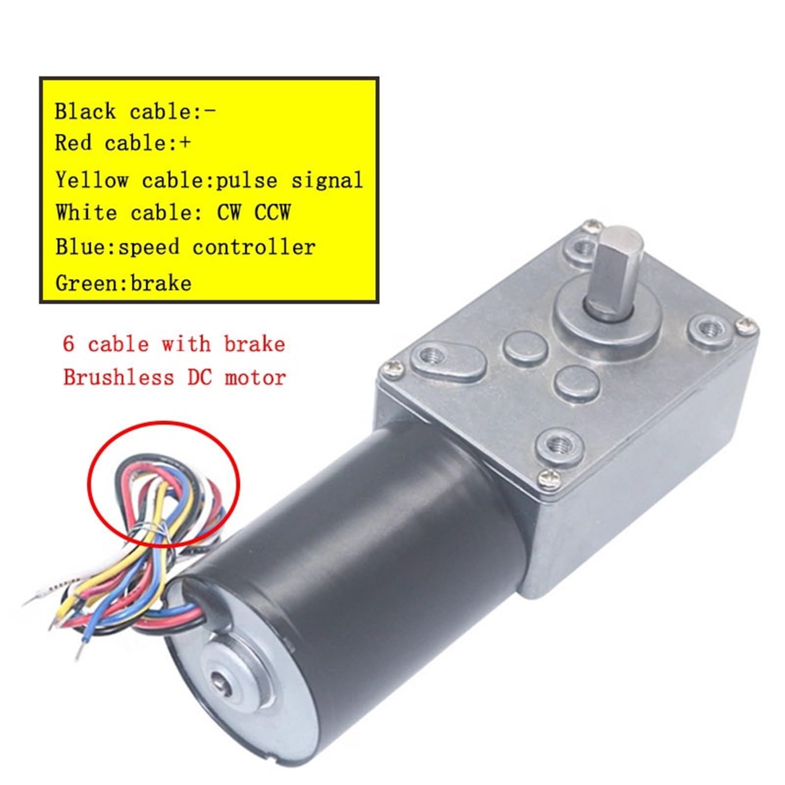 1 pz 5840-3650 con freno di emergenza segnale di arresto feedback High Touque CW CCW riduzione della velocità regolabile senza fine motore DC (con freno (6 fili), 8rpm, 24 V)